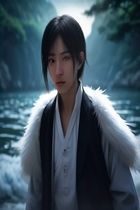 口碑奇幻冒险电影封面，魔法森林中少年手持发光法杖，奇幻色彩斑斓